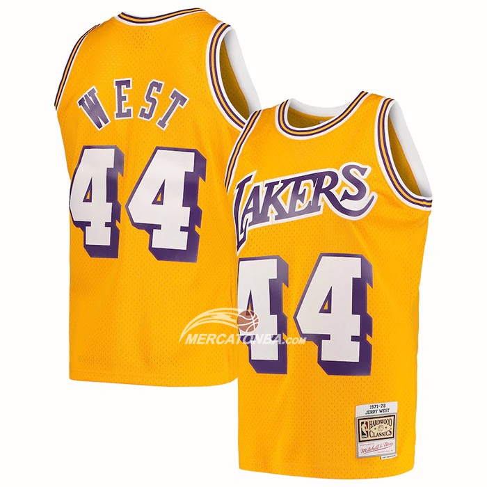 Maglia Los Angeles Lakers Jerry West NO 44 Mitchell & Ness 1971-72 Giallo